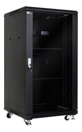 Rack -vf- 22u De Piso  600x600 Negro Puerta De Vidrio