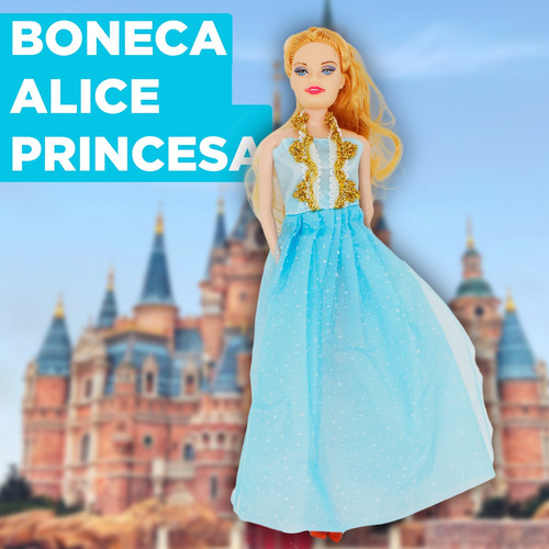 Imagem 4 de 7 de Boneca Estilo Barbie Fashion Loira Vestido Azul Classica