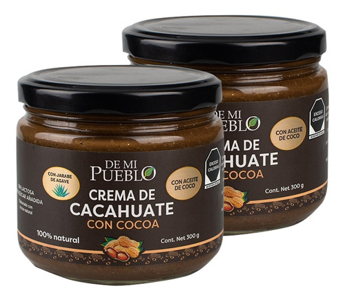 Crema De Cacahuate Natural Con Cocoa (2 Piezas) (sin Azúcar)