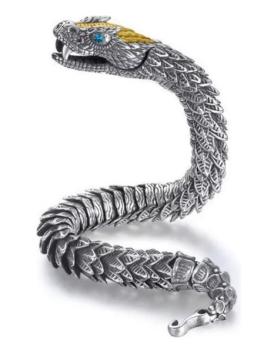 Pulsera Solitario Hombre Con Anillo Mano De Serpiente