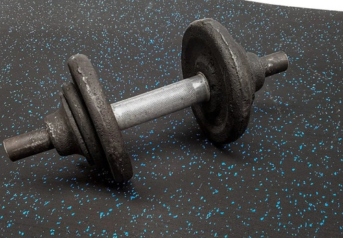 Imagen 5 de 10 de Hule Piso Gimnasio Chispas Azules 1m X 5m Y Espesor De 6mm