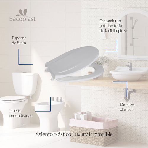 Imagen 3 de 6 de Asiento Tapa Inodoro Baño Universal Luxury Pack 10 Unid