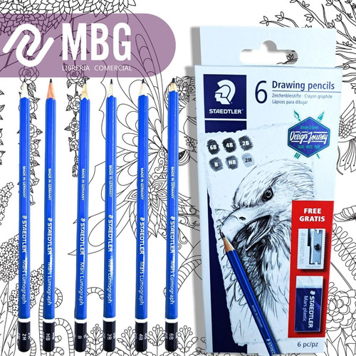 Imagen 4 de 6 de Kit De Lapices Staedtler Drawing X 6 Graduados + Accesorios