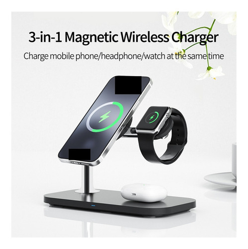 Soporte De Cargador Inalámbrico Magnético 3 En 1 De 15w For