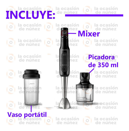Mixer Philips Promix 600w Minipimer Picadora Manual Vaso