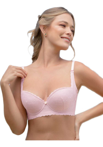 Bra Con Realce, Encaje, Espalda Y Costados Anchos Haby 11750