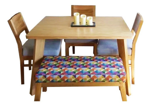 Juego De Comedor Madera Flor Morado 5 Puestos Mueble Vip!! 