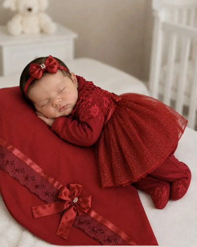Saída De Maternidade Vermelha Luxo /saída De Hospital Vermelho 0 A 3 Meses