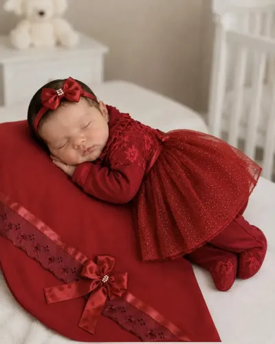 Saída De Maternidade Vermelha Luxo /saída De Hospital Vermelho 0 A 3 Meses
