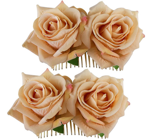 Crown Guide Paquete De 2 Peinetas Para Novia Con Flores Rosa
