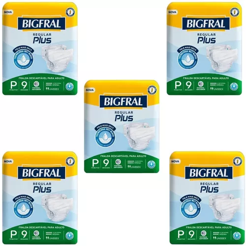 Kit 5 Pct Fraldas Geriátrica Bigfral Regular Plus Econômica