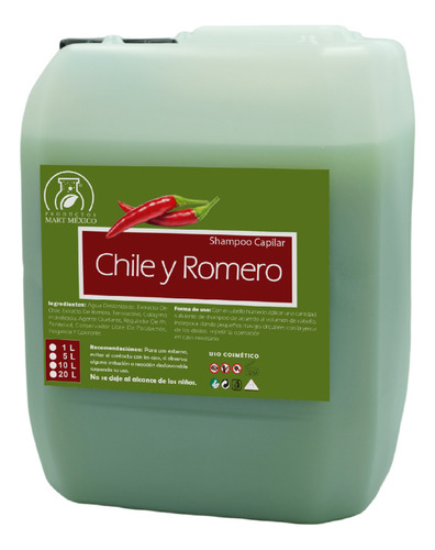 Shampoo Natural De Chile Y Romero 5 Litros
