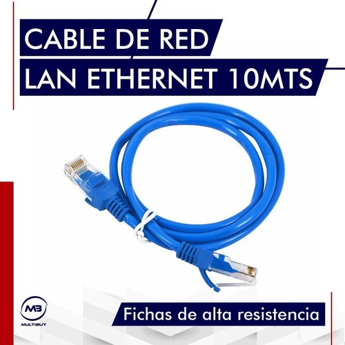 Imagen 3 de 10 de Cable De Red Lan Ethernet 10 Metros Internet Ps4 Pc Cat 5e