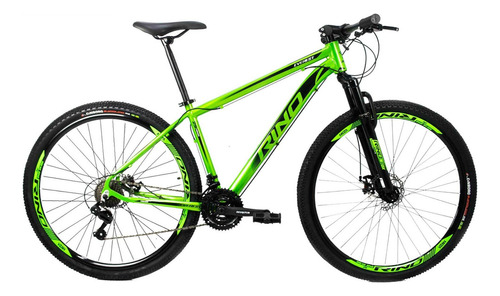 Bicicleta Aro 29 Rino Everest A Disco 24 Vel. Cubo Roletado Cor Verde-limão Tamanho Do Quadro 19