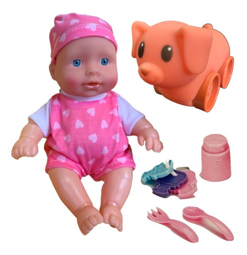Imagen 1 de 10 de Bebe Poppi Con Mascota + Accesorios - Bebote 20cm Perrito