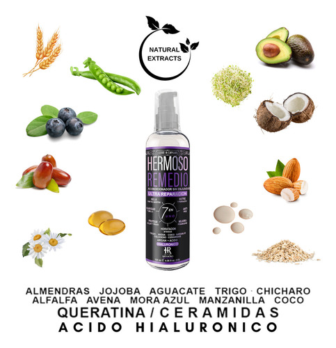 Leave In Capilar Acondicionador Sin Enjuague Tratamiento Cabello Maltratado Dañado 120 ml Hermoso Remedio ®