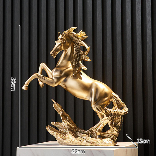 Estatuilla De Estatua De Caballo De Pie, Color Dorado, 15