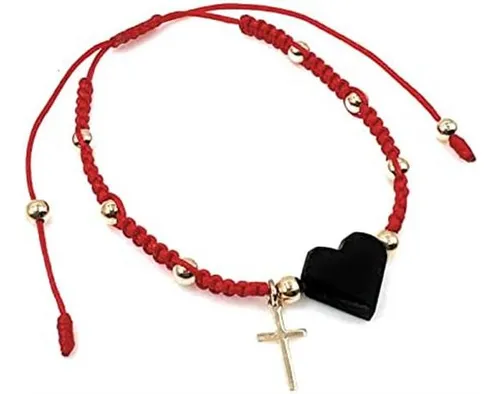 Leslie Boules Pulsera Azabache De Corazón Genuino De Hilo Ro