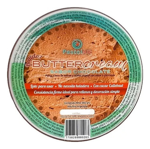 Buttercream Chocolate Pastelar X 360g - Cotifan Cotillon 
