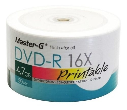 Pack 50 Unidades Dvd-r Virgen Master-g Imprimibles 16x