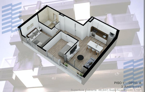 Imagen 17 de 30 de Departamento - Villa Devoto- Av San Martin 6369- Posesion Mayo 2022 1 Piso 1 Amb