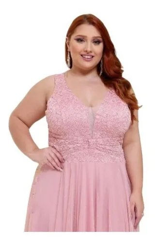 Vestido longo sales rose barato