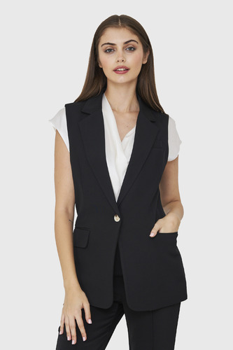 Blazer Sin Mangas Botón Negro Nicopoly