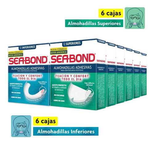 Sea Bond Almohadillas Adhesivas 12# Sup 6-pack + Inf 6-pack