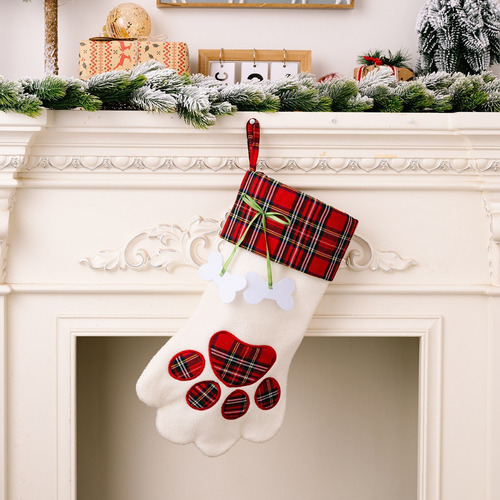 Calcetín Navideño Para Perros, Bolsa De Golosinas Con Estamp