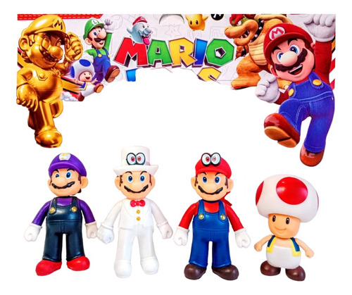 Juguete Muñecos Personajes Setx4 Super Mario Bros Blister 