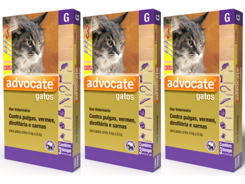 3 Antipulgas Advocate Para Gatos De 4 A 8 Kg Combo 3 Pipetas