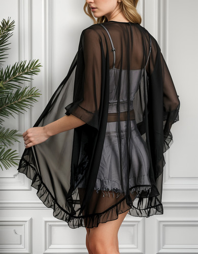 Kimono Playera Pareo Moda Mujer Salida Playa Blusa Sexy Tul
