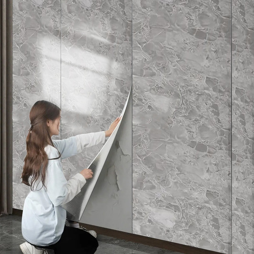 Mármol De Pvc Autoadherible Brillante En Rollo 1.8m2 Patrón De Mármol Autoadherible Papel Tapiz Cocina Baño Pared