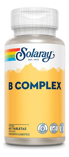 Solaray B Complex - Complejo B + Vit B2, B6, B12 60 Tabs Sabor Sin Sabor