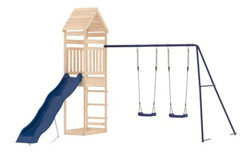 Juegos De Exterior En Madera: Tobogán, Columpio Y Arenero