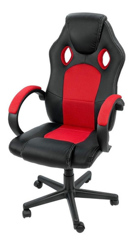 Imagen 1 de 2 de Silla de escritorio Onof AGTGM gamer ergonómica negra y roja con tapizado de cuero sintético