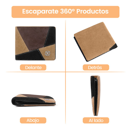 Carteras Billetera Para Hombre Caballero Piel De Empalme Rfid En Caja-2