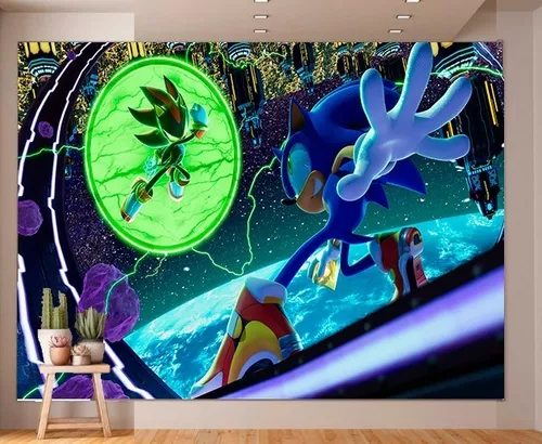 Papel De Parede Do Sonic 3d: Largura 2.00x2.00= 4m2