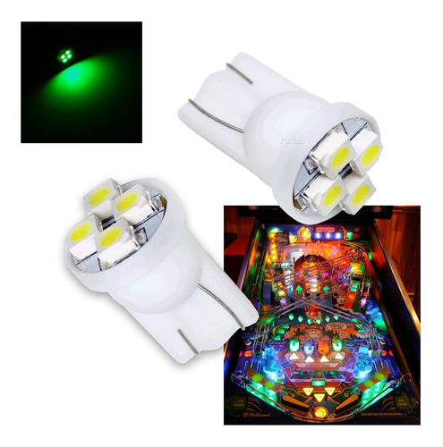 Pa 10pcs No. 555 T10 4smd Led Pinball Bombilla De La Maquina