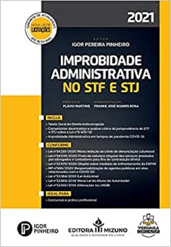 Improbidade Administrativa No Stf E Stj, De Igor Pereira Pinheiro. Editora Jh Mizuno, Capa Mole Em Português, 2021