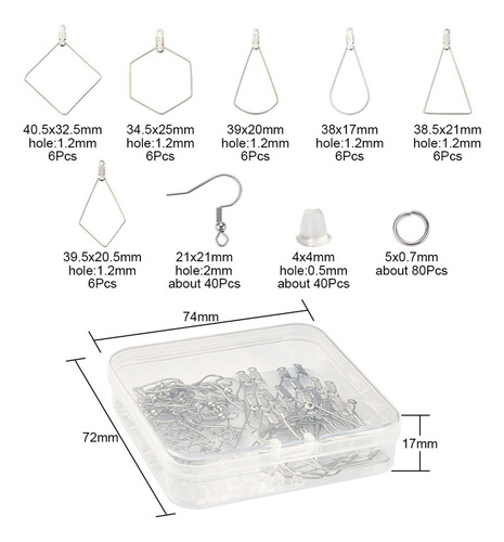 196x Kit Para Hacer Aretes Geometría Abalorios Aros Para