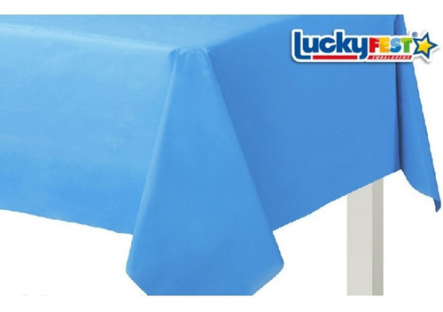 Toalha De Mesa De Plástico Perolizada Lisa 80x80 Descartável Cor Azul-claro