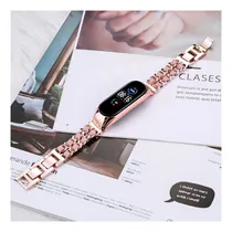 Comprar Correa De Metal Y Cuero Para Xiaomi Mi Band 7 6 5 4 3 Smart Color Rose Gold Powder\u002Ffor Mi Band 6