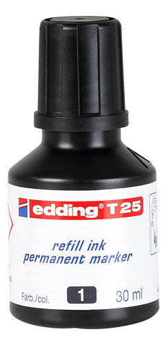 Marcador Permanente Tinta Recambio Edding T 25 Negro 30 Ml