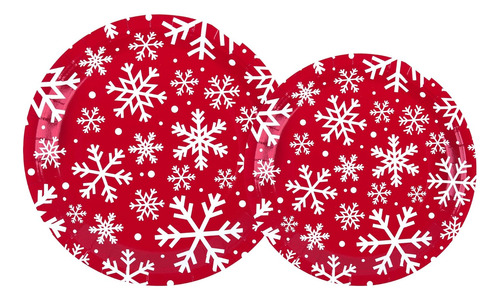 48 Platos De Papel De Copo De Nieve Para Fiesta De Navidad,