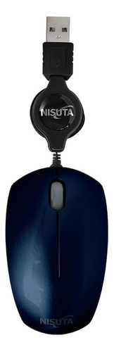 Mouse Optico Mini Retractil Azul Usb 1000 Dpi Nisuta Nsmor3a