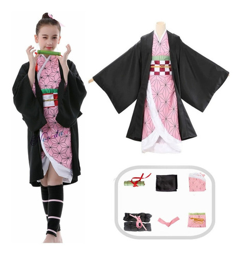 Conjunto Cosplay De Kamado Nezuko Disfraz Anime Adultos Niño