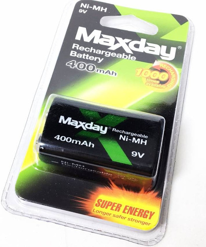 Super Bateria Recarregável 9v 400mah 1000 Cargas Maxday