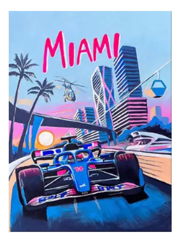 Póster Decorativo Habitación Automóvil Formula 1 Miami
