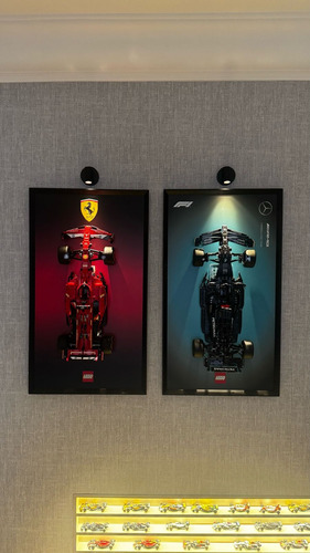 Quadro Expositor Lego Technic Ferrari+ Degrade 2un Vermelho Preto